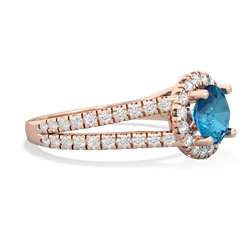 London Topaz Pave Halo 14K Rose Gold ring R5490