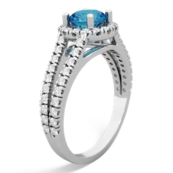 London Topaz Pave Halo 14K White Gold ring R5490