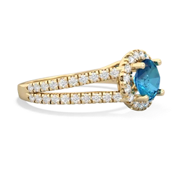 London Topaz Pave Halo 14K Yellow Gold ring R5490