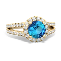 London Topaz Pave Halo 14K Yellow Gold ring R5490