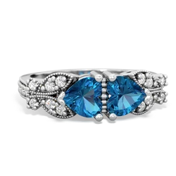 London Topaz Diamond Butterflies 14K White Gold ring R5601