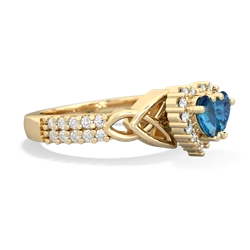 London Topaz Celtic Knot Two Hearts As One 14K Yellow Gold ring R2644HRT