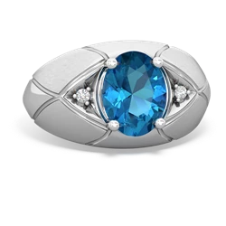 London Topaz Men's Crossroads 14K White Gold ring R0361