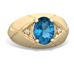 London Topaz Men's Crossroads 14K Yellow Gold ring R0361