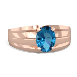 London Topaz Men's Two Lane 14K Rose Gold ring R0363