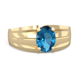 London Topaz Men's Two Lane 14K Yellow Gold ring R0363