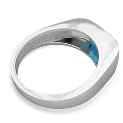 London Topaz Men's Emerald-Cut Bezel 14K White Gold ring R0410