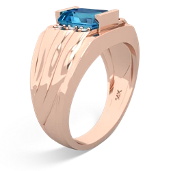 London Topaz Men's 9X7mm Emerald-Cut 14K Rose Gold ring R1835