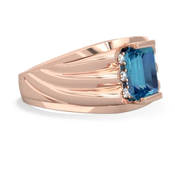 London Topaz Men's 9X7mm Emerald-Cut 14K Rose Gold ring R1835