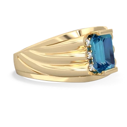 London Topaz Men's 9X7mm Emerald-Cut 14K Yellow Gold ring R1835