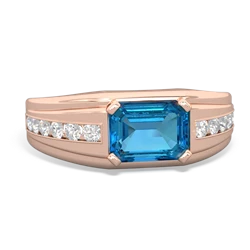 London Topaz Men's Diamond Channel 14K Rose Gold ring R0500