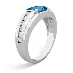 London Topaz Men's Diamond Channel 14K White Gold ring R0500