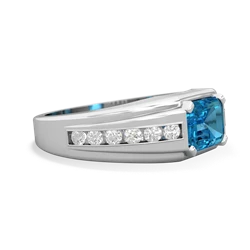 London Topaz Men's Diamond Channel 14K White Gold ring R0500