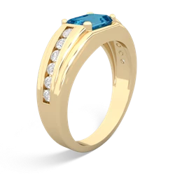 London Topaz Men's Diamond Channel 14K Yellow Gold ring R0500