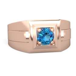 London Topaz Men's Squared Circle 14K Rose Gold ring R0480