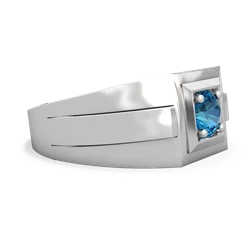 London Topaz Men's Squared Circle 14K White Gold ring R0480