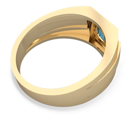 London Topaz Men's Squared Circle 14K Yellow Gold ring R0480