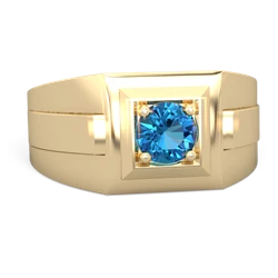 London Topaz Men's Squared Circle 14K Yellow Gold ring R0480