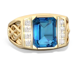 London Topaz Men's Vine 14K Yellow Gold ring R0490