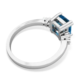London Topaz Art Deco Princess 14K White Gold ring R2014