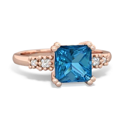 London Topaz Art Deco Princess 14K Rose Gold ring R2014