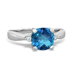 London Topaz Cushion Rope 14K White Gold ring R2484