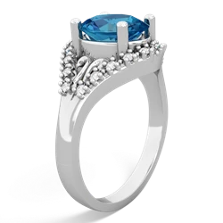 London Topaz Antique Style Cocktail 14K White Gold ring R2564