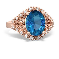 London Topaz Antique Style Cocktail 14K Rose Gold ring R2564