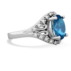 London Topaz Antique Style Cocktail 14K White Gold ring R2564