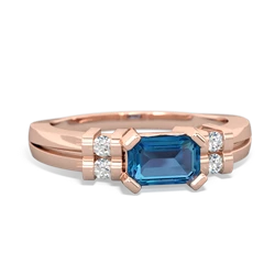 London Topaz Art Deco East-West 14K Rose Gold ring R2590