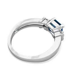 London Topaz Art Deco East-West 14K White Gold ring R2590