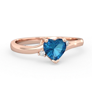 London Topaz Delicate Heart 14K Rose Gold ring R0203