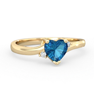London Topaz Delicate Heart 14K Yellow Gold ring R0203