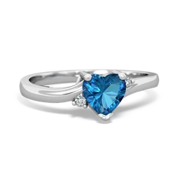 London Topaz Delicate Heart 14K White Gold ring R0203