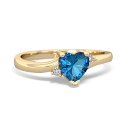 London Topaz Delicate Heart 14K Yellow Gold ring R0203