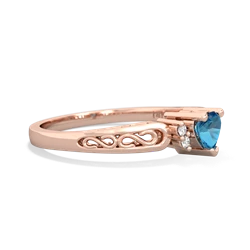 London Topaz Filligree Scroll Heart 14K Rose Gold ring R2429