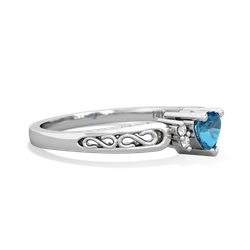 London Topaz Filligree Scroll Heart 14K White Gold ring R2429