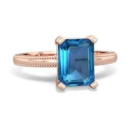 London Topaz Milgrain Scroll 14K Rose Gold ring R2338