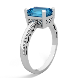 London Topaz Milgrain Scroll 14K White Gold ring R2338