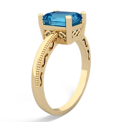 London Topaz Milgrain Scroll 14K Yellow Gold ring R2338