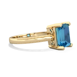 London Topaz Milgrain Scroll 14K Yellow Gold ring R2338