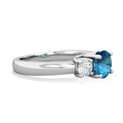 London Topaz Diamond Three Stone Round Trellis 14K White Gold ring R4018