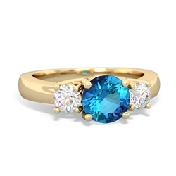 London Topaz Diamond Three Stone Round Trellis 14K Yellow Gold ring R4018