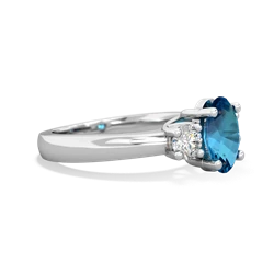 London Topaz Diamond Three Stone Oval Trellis 14K White Gold ring R4024