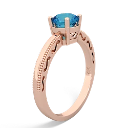 London Topaz Milgrain Filigree 14K Rose Gold ring R5090