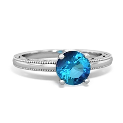 London Topaz Milgrain Filigree 14K White Gold ring R5090