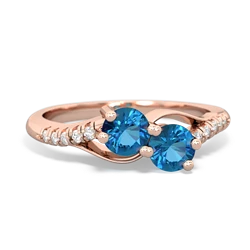 London Topaz Infinity Pave Two Stone 14K Rose Gold ring R5285