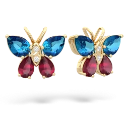 London Topaz Butterfly 14K Yellow Gold earrings E2215