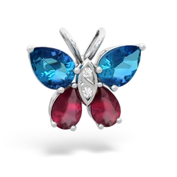 London Topaz Butterfly 14K White Gold pendant P2215