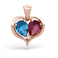 London Topaz Two Become One 14K Rose Gold pendant P5330